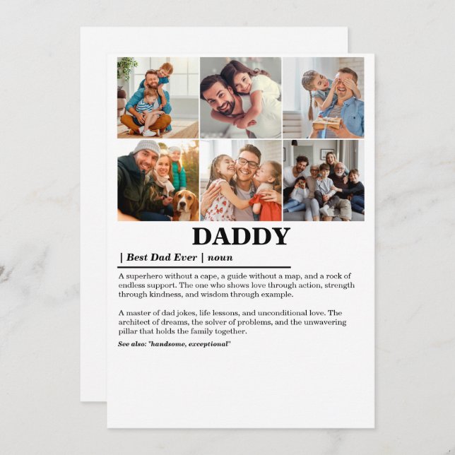 Cartão De Festividades Colagem de Fotografias de Definição 6 de Pai Perso (Frente/Verso)