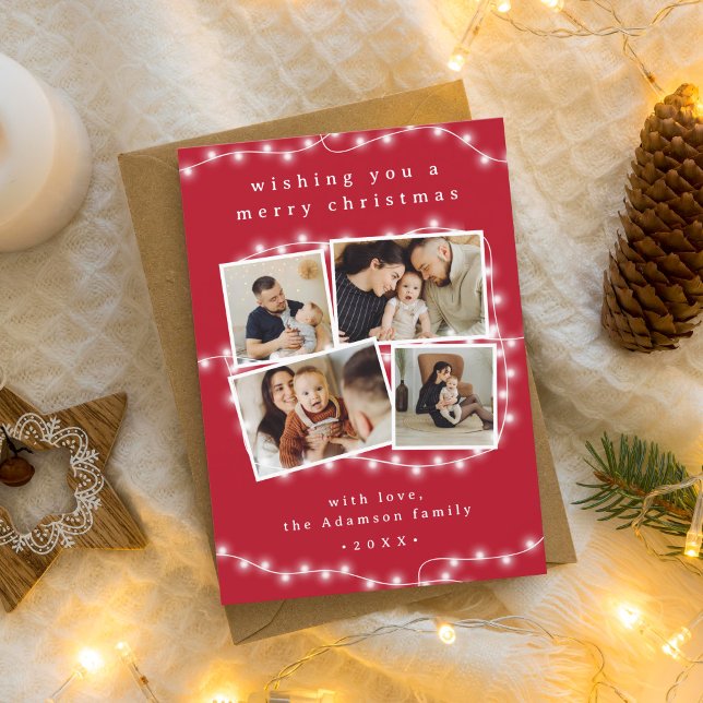 Cartão De Festividades Colagem de Fotografias de Luz Vermelha Moderna de  (Criador carregado)
