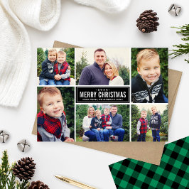 Cartão De Festividades Colagem de Fotografias de Xadrez Verde Feliz de Na