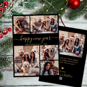 Cartão De Festividades Colagem de Fotografias do Feliz ano novo Elegante