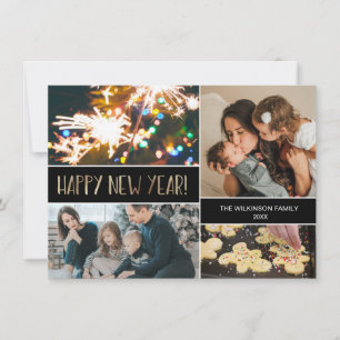 Cartão De Festividades Colagem de Fotografias do Impressão de Feliz ano n