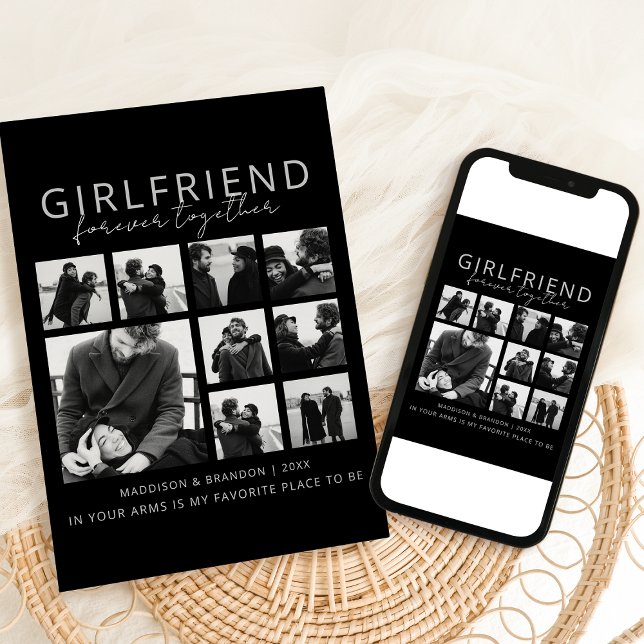 Cartão De Festividades Colagem de Fotografias do Namorada Juntos para Sem (Criador carregado)