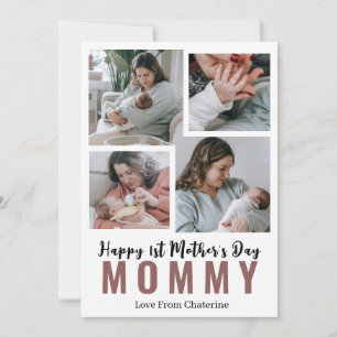Cartão De Festividades Colagem de Fotografias do Primeiro Dia de as mães