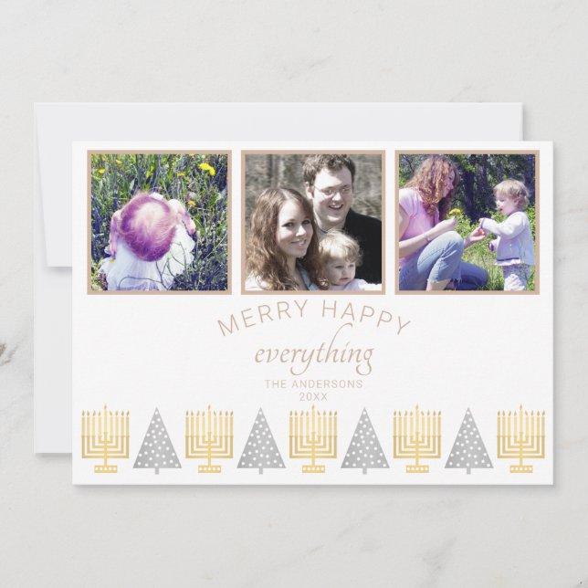 Cartão De Festividades Colagem de Fotografias Feliz Tan Simple 3 (Frente)