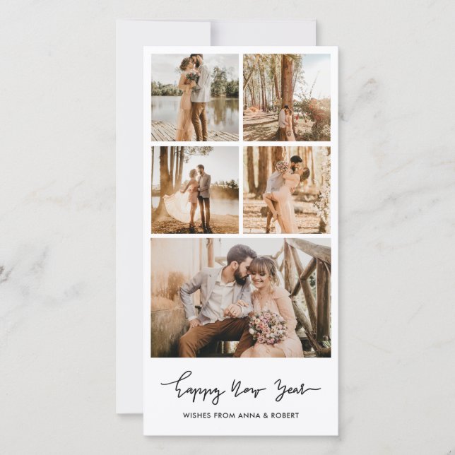 Cartão De Festividades Colagem de Fotografias Múltiplas de Script Casual  (Frente)