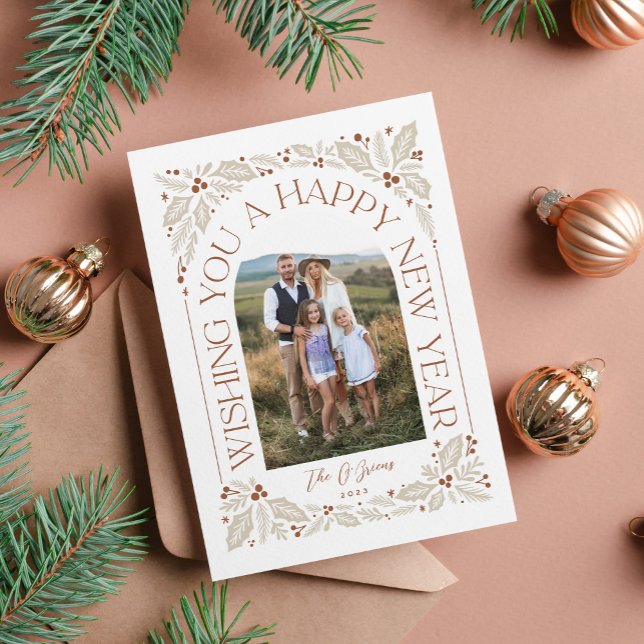 Cartão De Festividades Colagem de Fotografias Neutral 3 Berry Arch de Ano (Criador carregado)