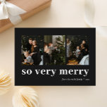 Cartão De Festividades Colagem de Fotografias Preta 3 Muito Feliz<br><div class="desc">Placa de Feriado de Colagem de Fotografias Preta 3,  Muito Feliz. Envie cartões de natal personalizáveis e personalizados a amigos,  colegas e familiares em cartões de estilo simples,  chic,  elegantes e modernos de design fotofestivo,  minimalista natural! Abaixo,  a caligrafia apresenta sua mensagem de saudação personalizada na tipografia moderna.</div>