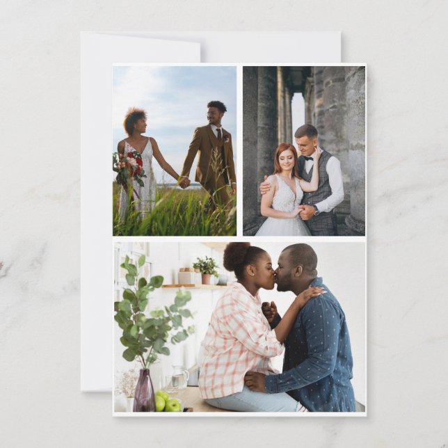 Cartão De Festividades Colagem de Fotografias Simples 3 (Frente)