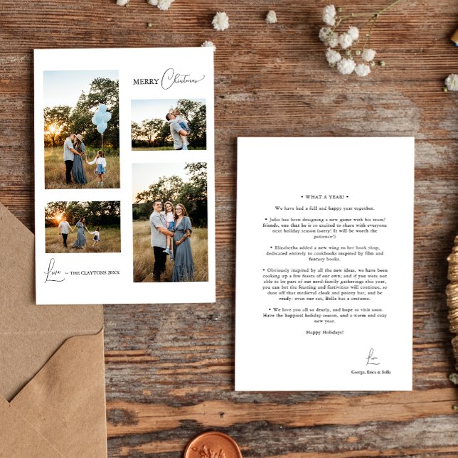 Cartão De Festividades Colagem de Fotografias Simples Branca no Natal Qua (Criador carregado)