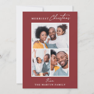 Cartão De Festividades Colagem de Fotografias Vermelhas de Natal Mais Fel