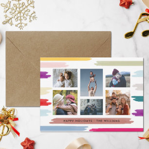 Cartão De Festividades Colagem de Fotos 6 Traços Brilhantes e Coloridos 