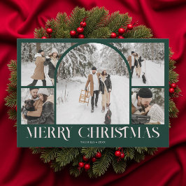 Cartão De Festividades Colagem de Fotos Arco Feliz Natal Vintage Verde
