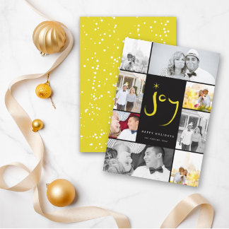 Cartão De Festividades Colagem de Fotos Bruche Joy Calliografia Star Lemo