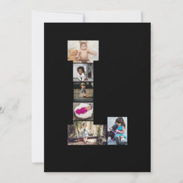 Cartão De Festividades Colagem de Fotos com Letra L em Preto e Branco