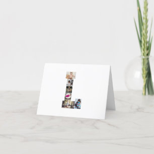 Cartão De Festividades Colagem de Fotos com Letra L em Preto e Branco