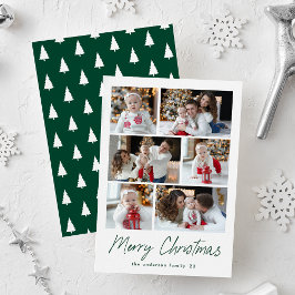 Cartão De Festividades Colagem de Fotos com Rótulo de Natal Verde 6