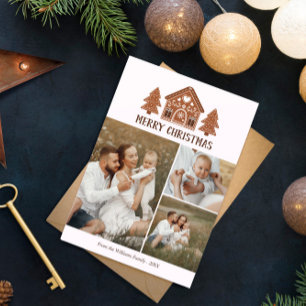 Cartão De Festividades Colagem de Fotos da Casa de Pão-de-Pão Feliz de