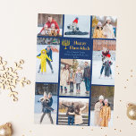 Cartão De Festividades Colagem de Fotos da Família Chic Happy Hanukkah Az<br><div class="desc">A personalizável imagem da família judaica,  chamada Chic,  colage Hanukkah,  com uma coleção de fotos de inverno. Adicione 9 das suas memórias favoritas de Chanukah neste moderno layout de 9 fotografias em torno de uma menorah e um roteiro dourado. Feliz Hanukkah.</div>