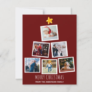Cartão De Festividades Colagem de Fotos da Família da Árvore de Natal Ale
