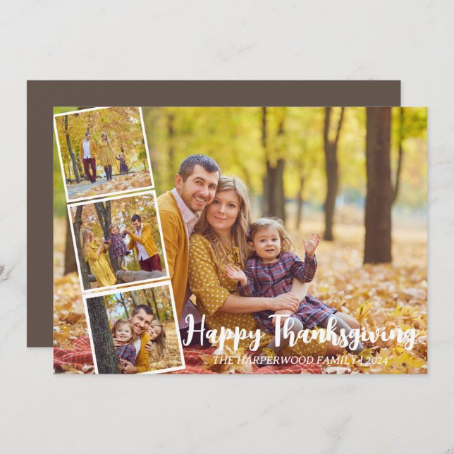 Cartão De Festividades Colagem de fotos da família de ação de graças Mode (Frente/Verso)
