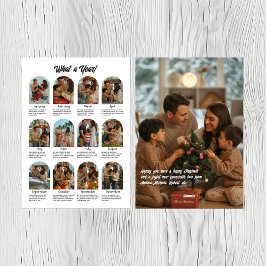 Cartão De Festividades Colagem de Fotos da Família de Um Ano Natal Férias