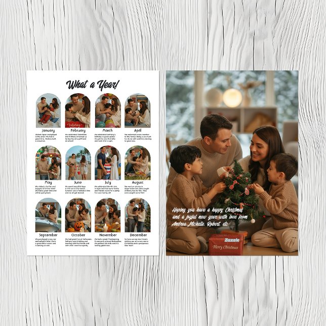 Cartão De Festividades Colagem de Fotos da Família de Um Ano Natal Férias (What a Year Family Photo Collage Christmas Holiday Card)