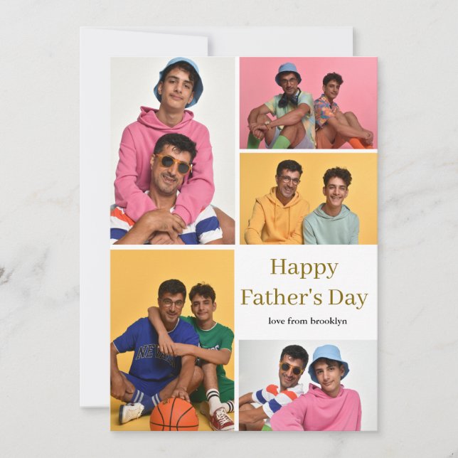 Cartão De Festividades Colagem de fotos da família do Dia dos Pais Simple (Frente)