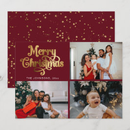 Cartão De Festividades Colagem de Fotos da Família Feliz e Feliz Natal Fa