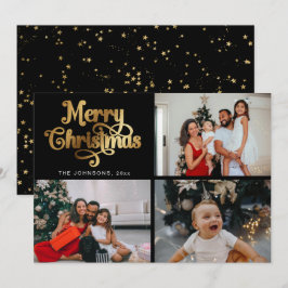 Cartão De Festividades Colagem de Fotos da Família Feliz e Feliz Natal Fa