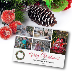 Cartão De Festividades Colagem de fotos da família Feliz Natal