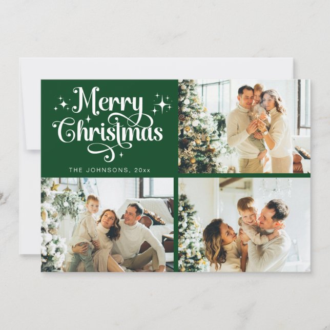 Cartão De Festividades Colagem de Fotos da Família Feliz Natal (Frente)