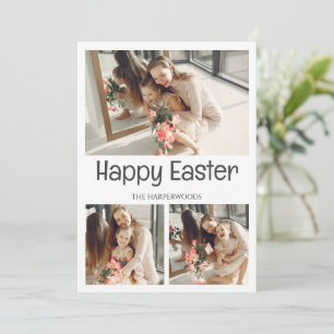 Cartão De Festividades Colagem de Fotos da Família Feliz Páscoa com Letra