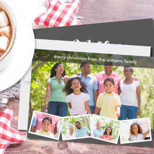 Cartão De Festividades Colagem de Fotos da Família Grey Natal Feliz
