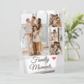 Cartão De Festividades Colagem de Fotos da Família Minimalista de Cinzas
