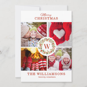 Cartão De Festividades Colagem de Fotos da Família Natal Elegante