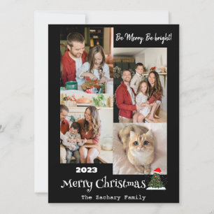 Cartão De Festividades Colagem de Fotos da Família Natal Moderna Elegante