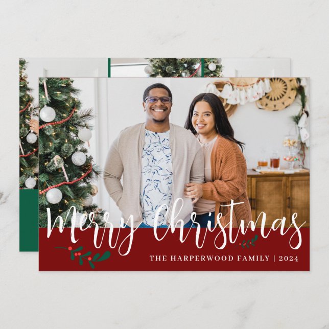 Cartão De Festividades Colagem de Fotos da Família Natal Moderna Elegante (Frente/Verso)