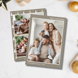 Cartão De Festividades Colagem de Fotos da Família Natal Moderno 4 Taupe