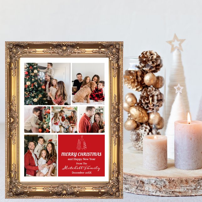 Cartão De Festividades Colagem de Fotos da Família, Natal Moderno, Minima (Criador carregado)
