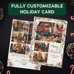 Cartão De Festividades Colagem de Fotos da Família Natal Personalizada co