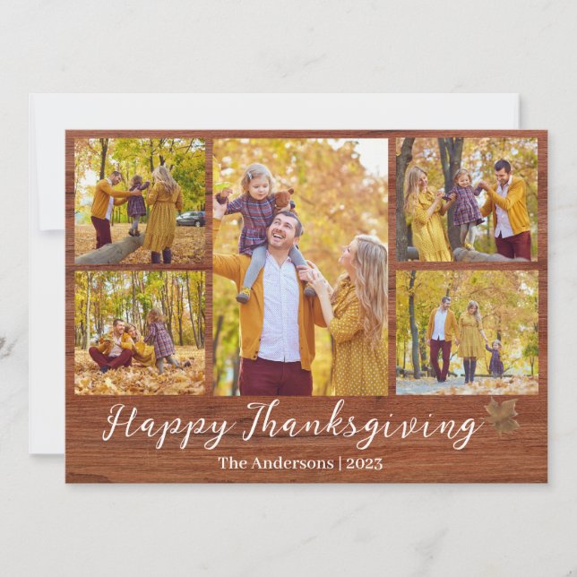Cartão De Festividades Colagem de fotos da família rustic Modern de Ação  (Frente)