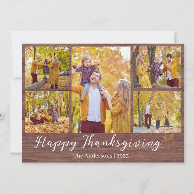 Cartão De Festividades Colagem de fotos da família rustic Modern de Ação  (Frente)