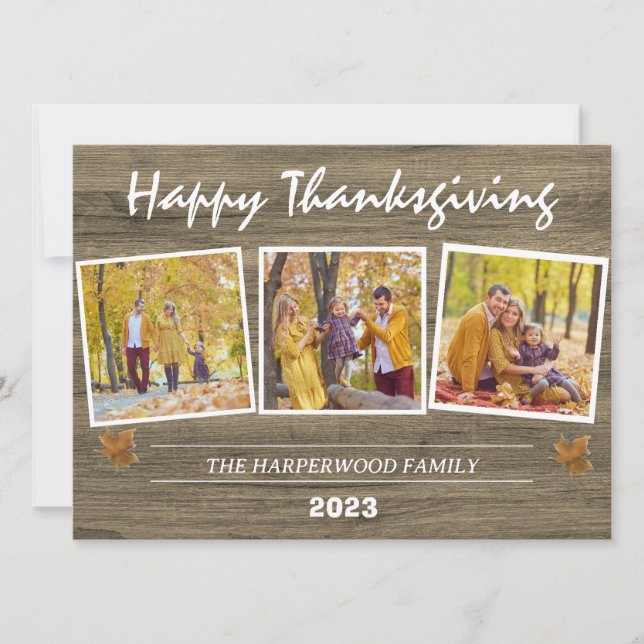 Cartão De Festividades Colagem de fotos da família rustic Modern de Ação  (Frente)