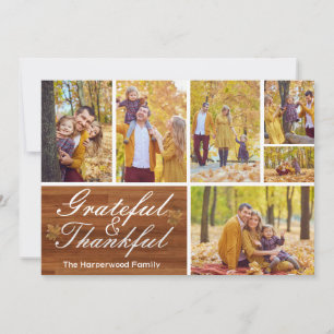 Cartão De Festividades Colagem de fotos da família Rustic Wood Fall graça