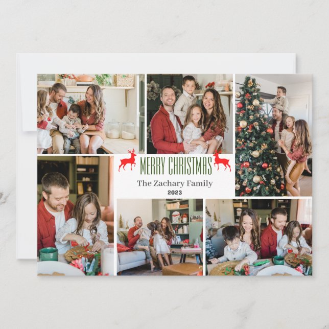 Cartão De Festividades Colagem de Fotos da Família Script de Feriados de  (Frente)