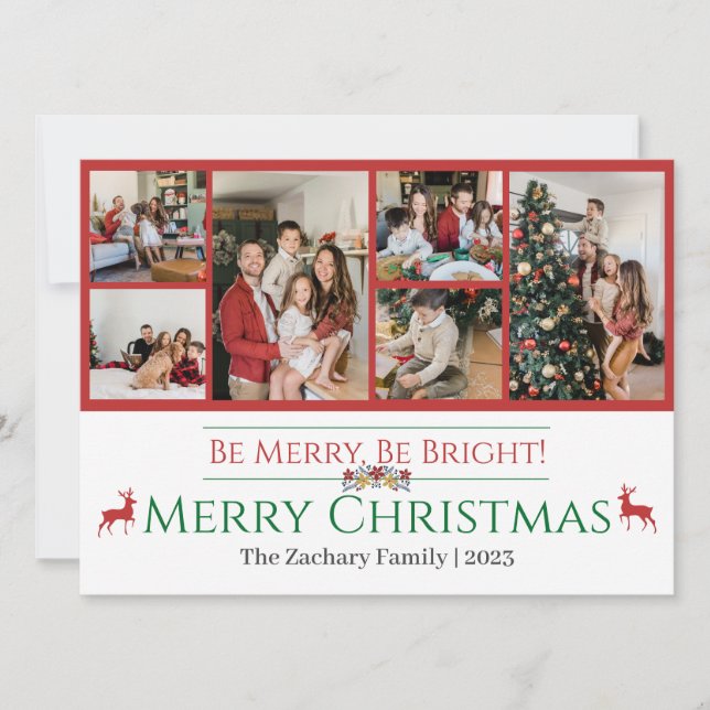 Cartão De Festividades Colagem de Fotos da Família Script de Feriados de  (Frente)