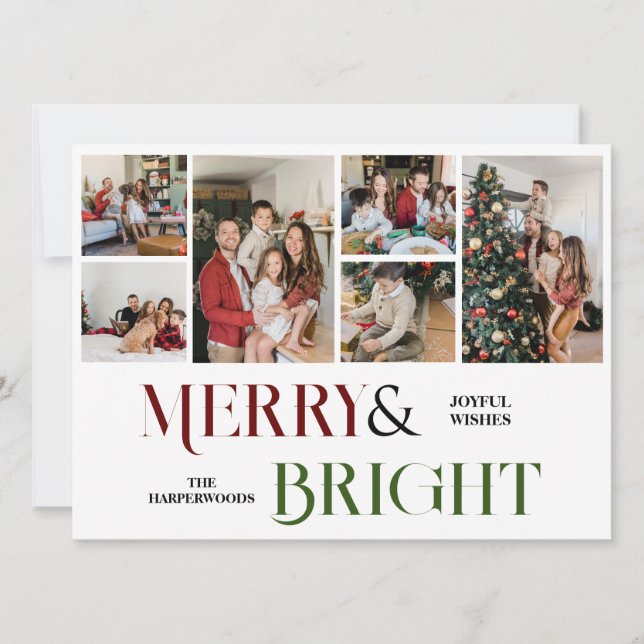 Cartão De Festividades Colagem de Fotos da Família Script de Feriados de  (Frente)