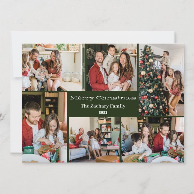 Cartão De Festividades Colagem de Fotos da Família Script de Feriados de  (Frente)