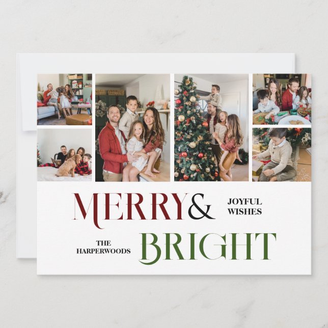 Cartão De Festividades Colagem de Fotos da Família Script de Feriados de  (Frente)