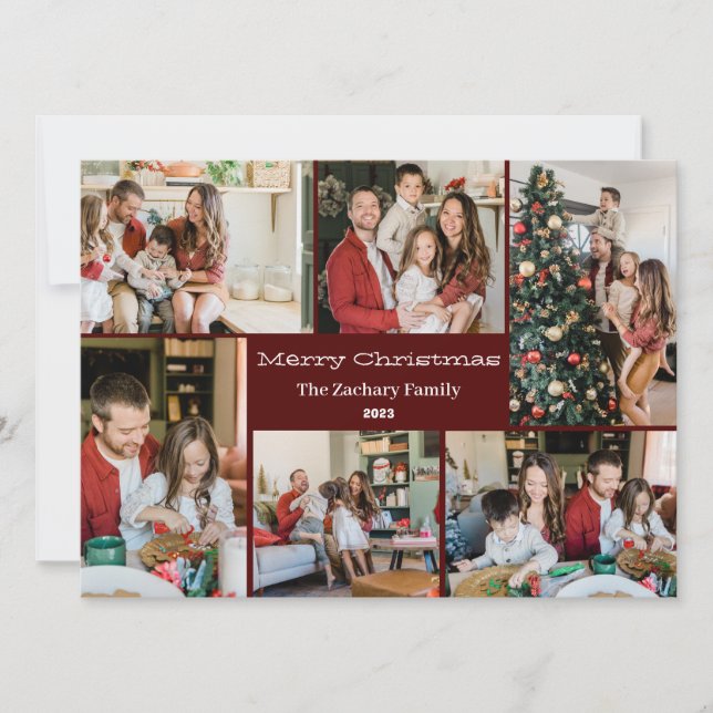 Cartão De Festividades Colagem de Fotos da Família Script de Feriados de  (Frente)